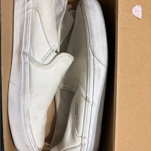 Vans True White Canvas Slip-On Sneakers